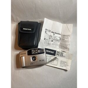 Pentax PC-33 35mm Camera (30mm Lens) Point and Shoot Power/Flash Tested No Film